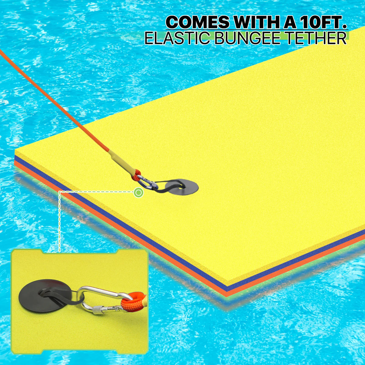 Magshion 9' x 3' Water Floating Mat, 3-Layer Tear-Resistant XPE Foam Water Floating Pad Lily Pad for Pool Lake River Ocean Outdoor Water Activities, Yellow