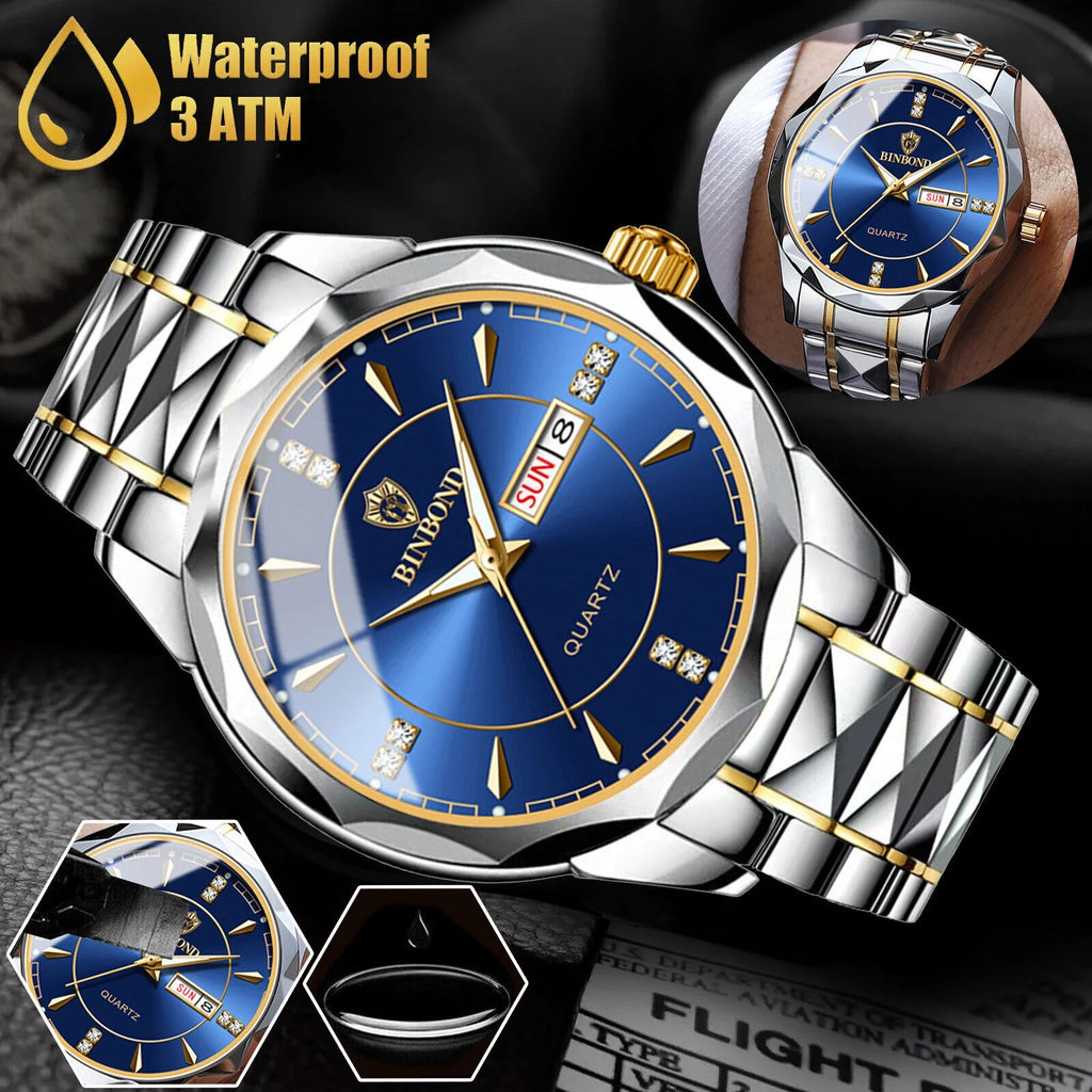 Waterproof Men's Watch Classic Rust-resistant Metal Quartz Luminous Business Luxury
