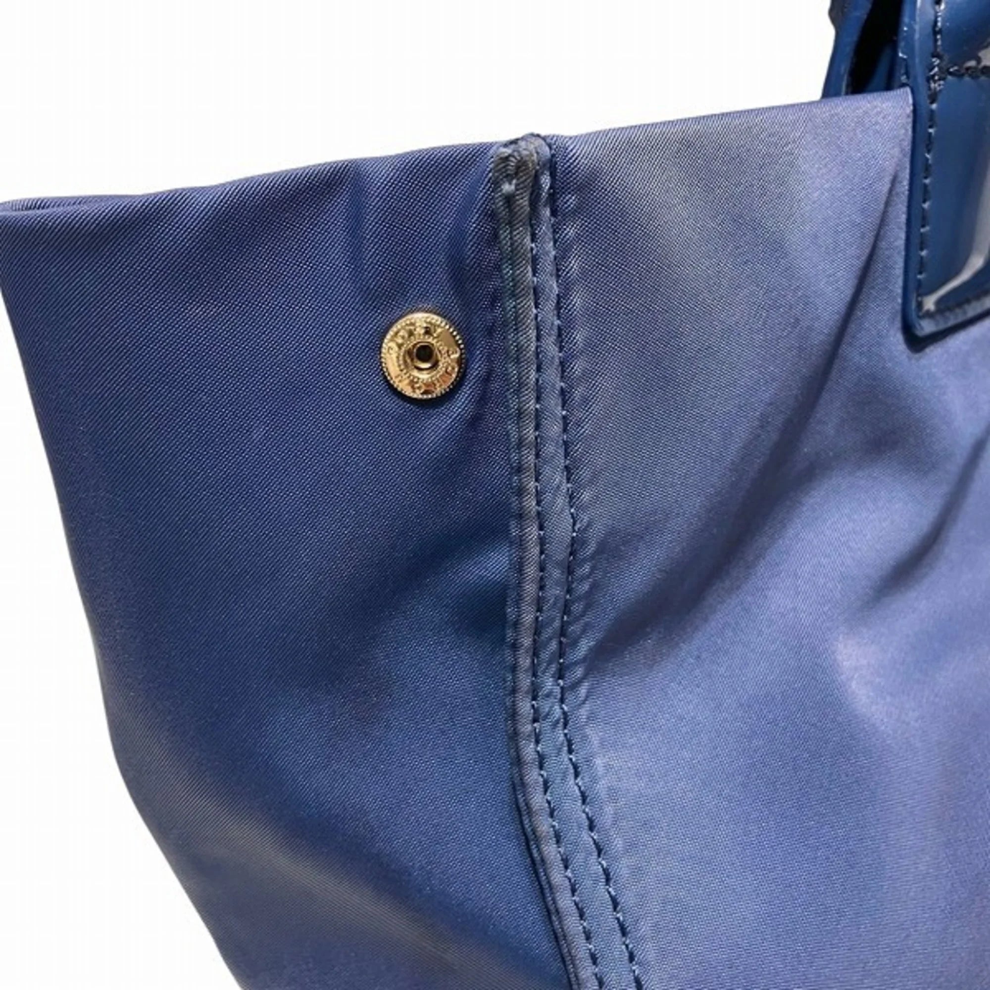 Secondhand Tory Burch Nylon Canvas x Patent Leather Navy Bag Tote Female (Good)