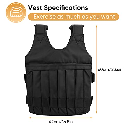 Fitness Weighted Vest, Sport Training Workout Black Adjustable Weight Exercise Vest for Men and Women Boxing Jacket Bearing Capacity 20kg 44LB, Without Weights