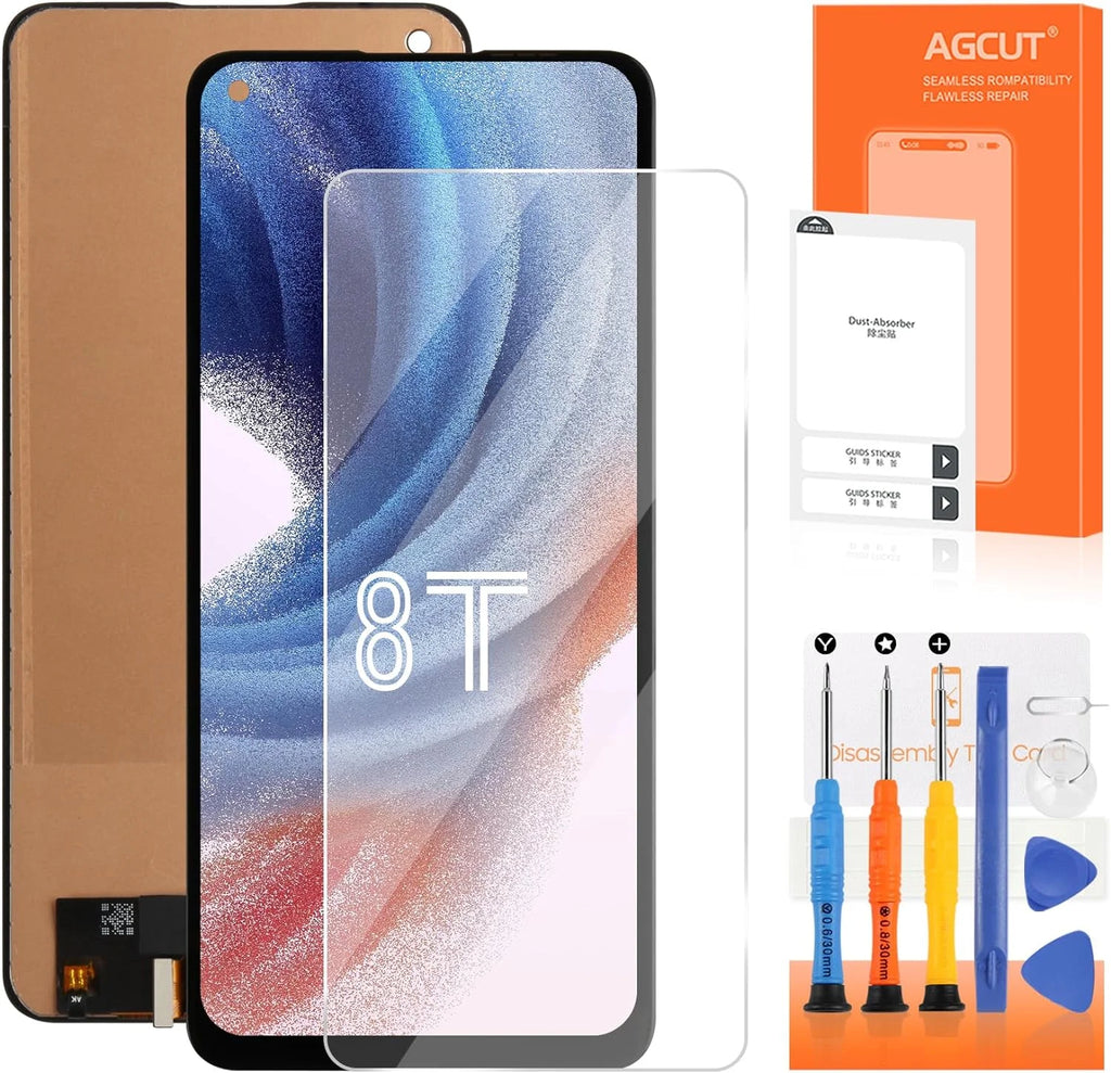 OLED for Oneplus 8T 8T+ 5G Screen Replacement LCD Display KB2001 KB2000 KB2003 KB2005 Screen Touch Digitizer Assembly Repair Part (Support Fingerprint)