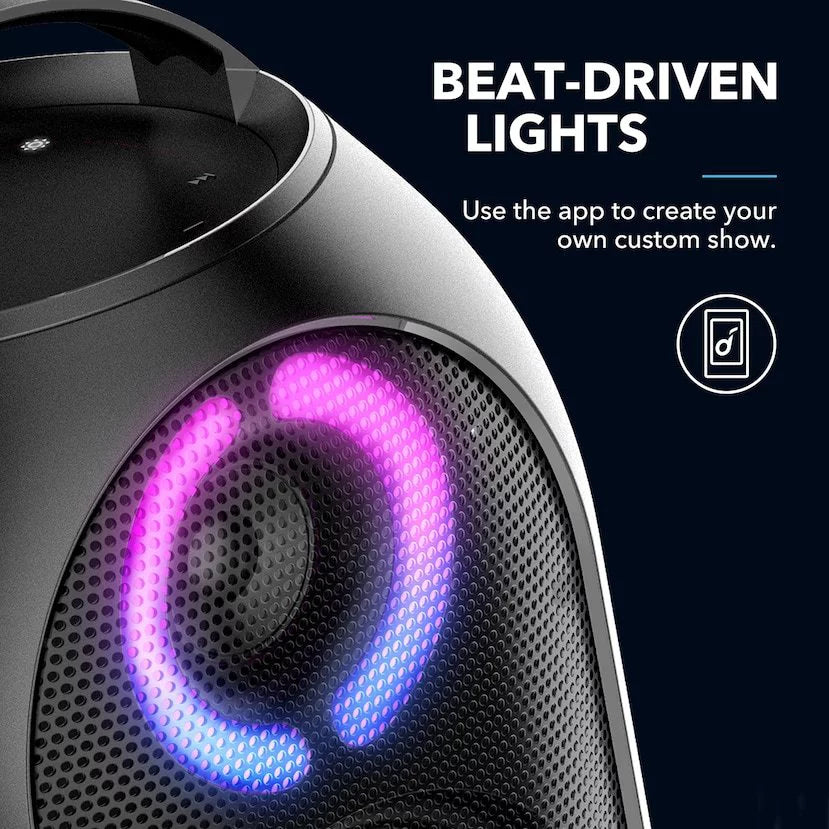 Soundcore by Anker- Rave PartyCast Portable Speaker | 80W | IPX7 Waterproof | 18-Hour Playtime | Black | A3390Z12