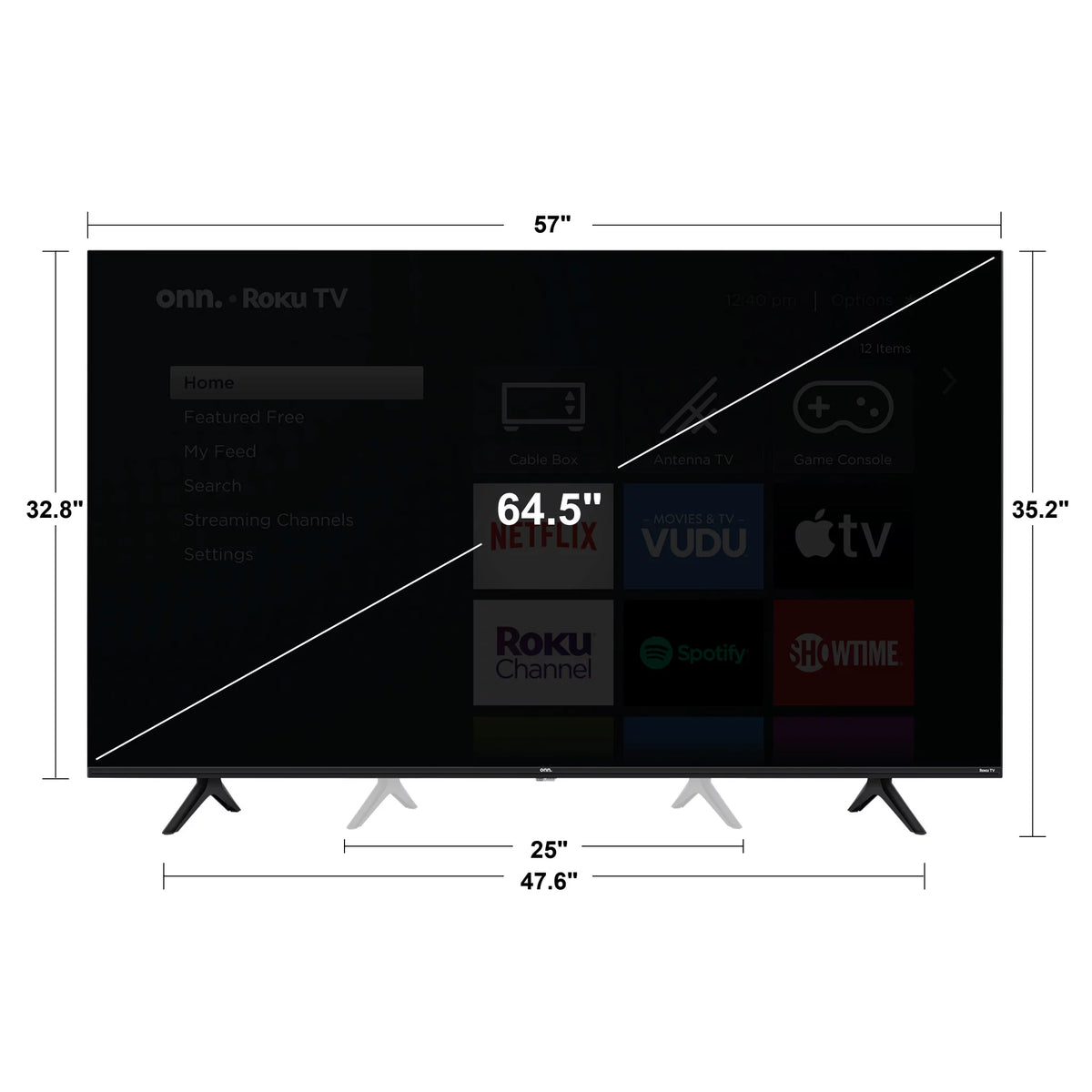onn. 65" Class 4K (2160p) UHD LED Roku Smart TV HDR 100021261