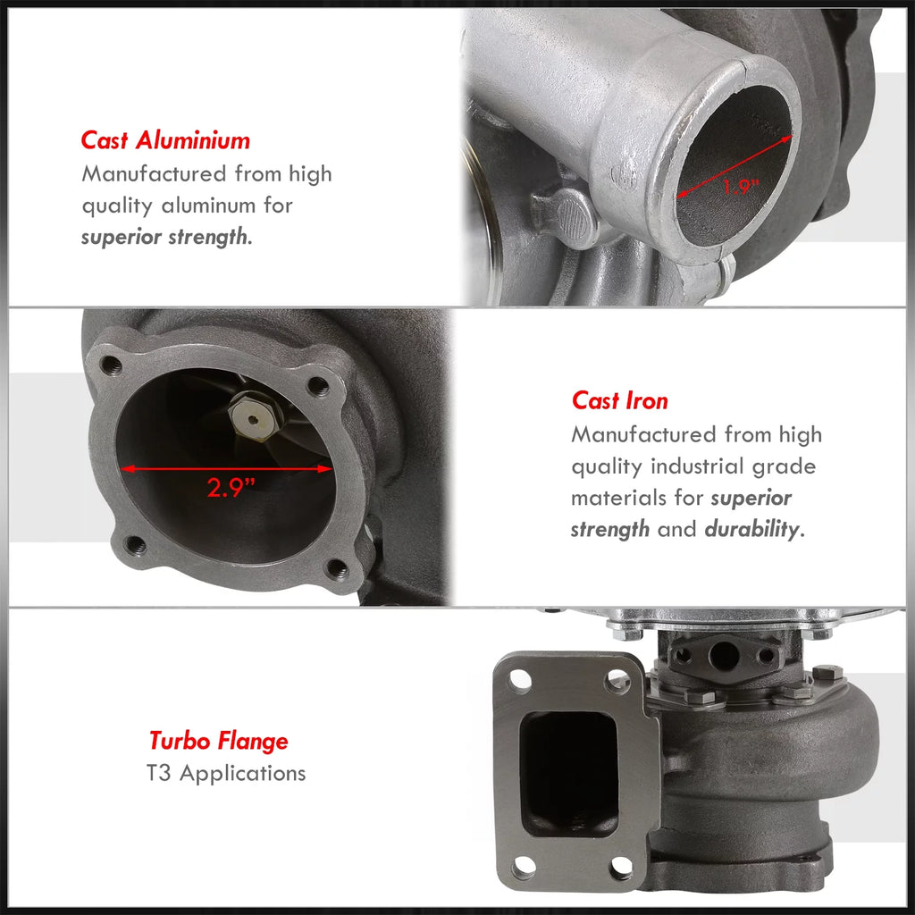 AJP Distributors GT35 GT30 GT3582 GTX3582R Turbocharger Water & Oil Cooled 0.70 AR Compressor 0.82 A/R Turbine T3 4-Bolt Flange Turbo Charger Boost Anti-Surge Compatible/Replacement For Universal Car