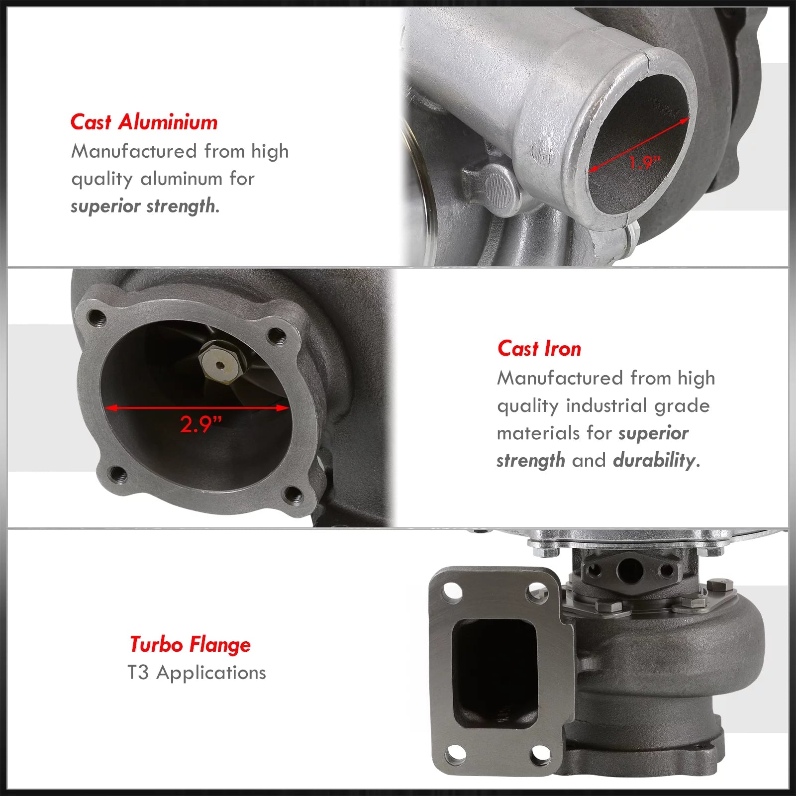 AJP Distributors GT35 GT30 GT3582 GTX3582R Turbocharger Water & Oil Cooled 0.70 AR Compressor 0.82 A/R Turbine T3 4-Bolt Flange Turbo Charger Boost Anti-Surge Compatible/Replacement For Universal Car