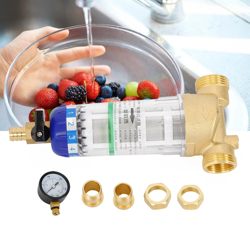 Reusable Spin Down Sediment Water Filter Home Water Filter for Remove Sediment Sand Water Pipe Pre-filter 50℃ Water Filter