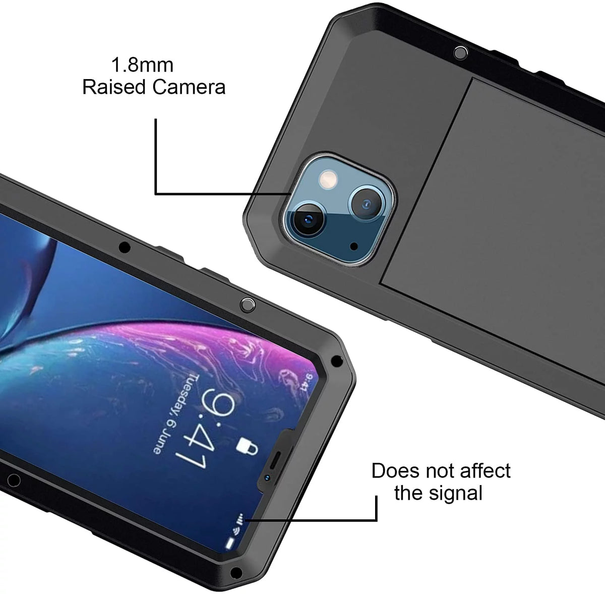 Gorilla Glass Aluminum Metal iPhone 14 Pro Case (Black) Heavy Duty Military Grade Shockproof and Scratch Resistant Protection, Rugged Outdoor Travel