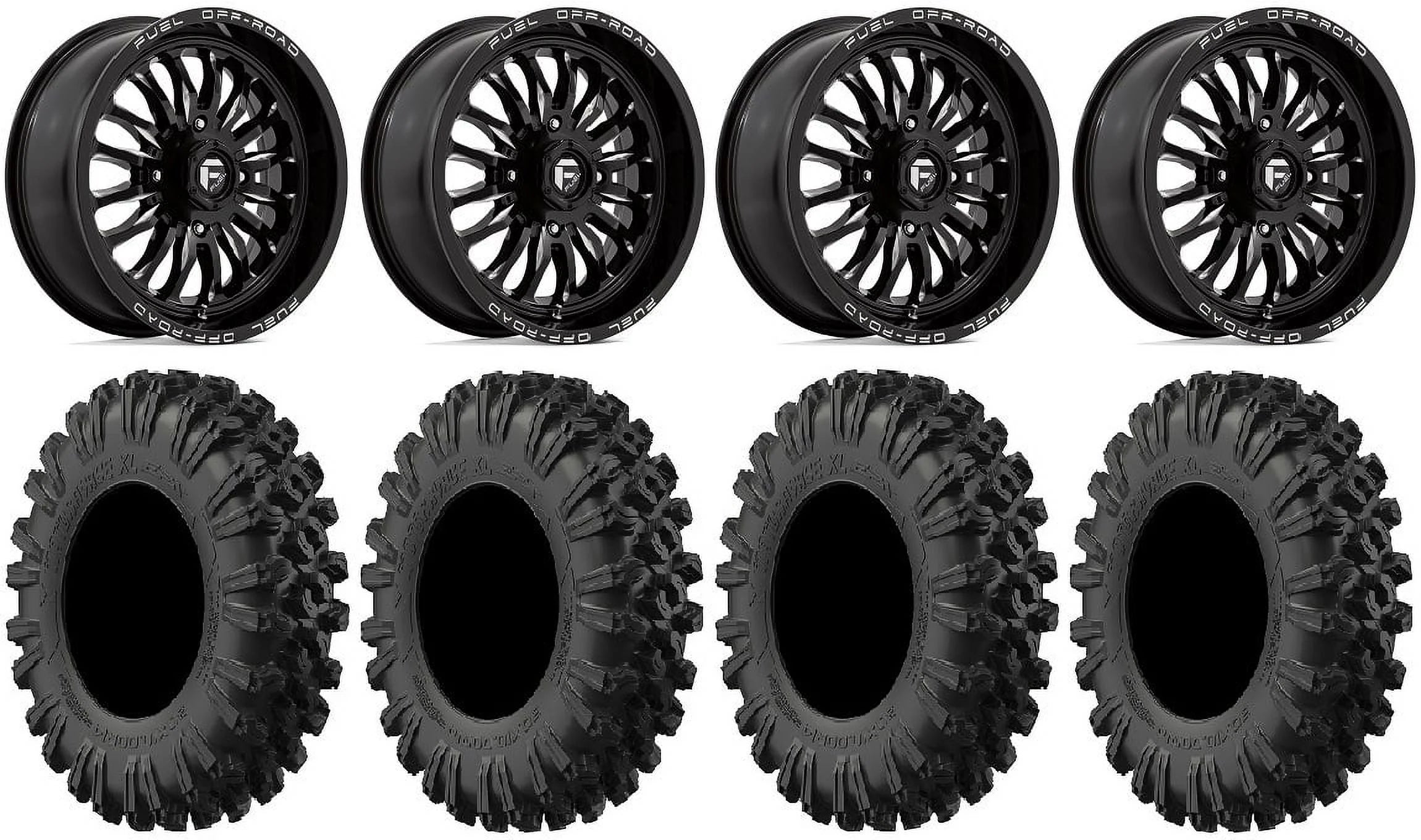 Fuel ARC 18" Wheels Black 40" MotoRavage XL Tires Kawasaki Teryx Mule