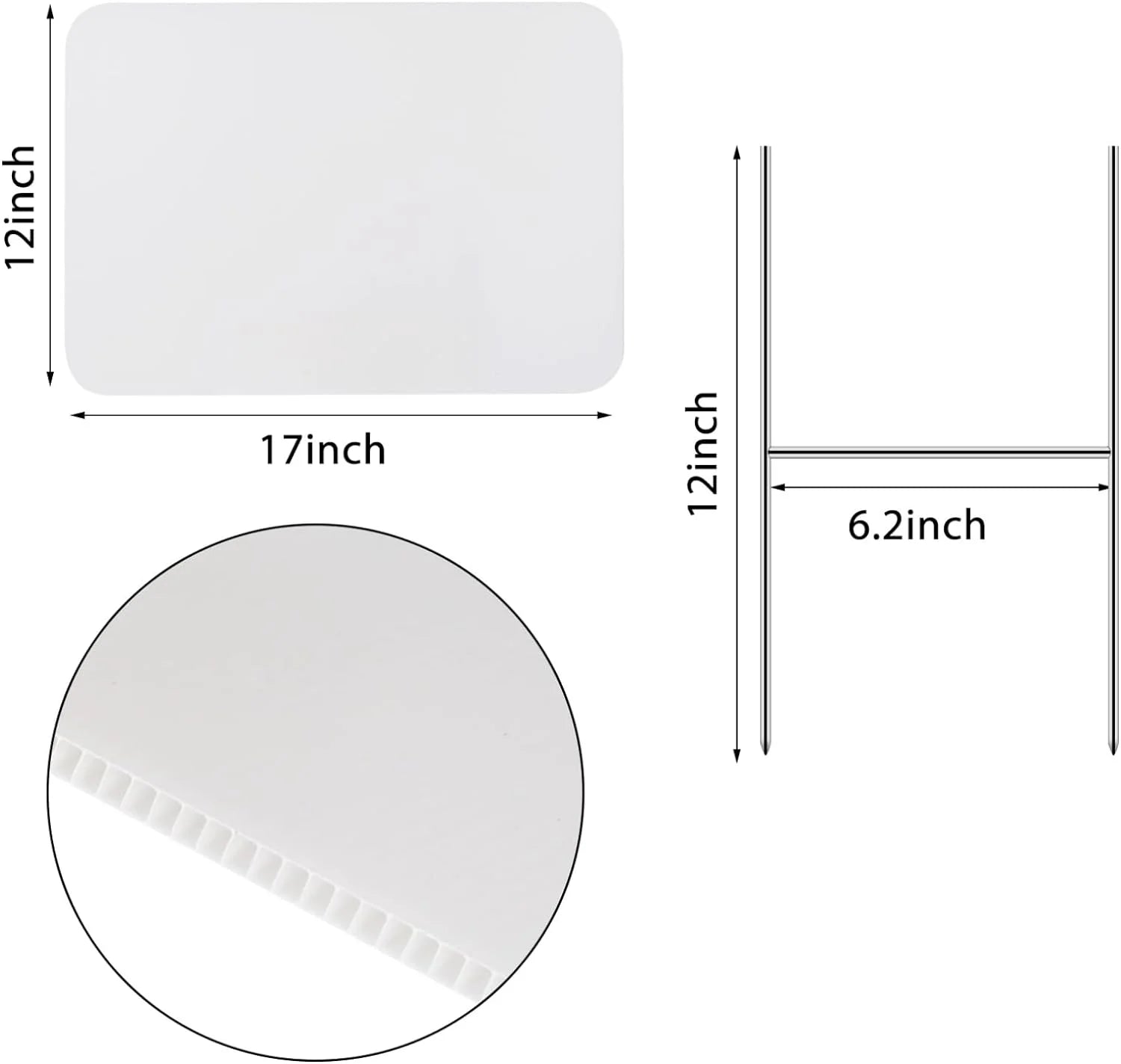 Thten 4 Pack Large Blank Yard Signs with Stakes, 17 x 12 Inches White Garden Lawn Signs Garage Sale Sign for Happy Birthday, Rent,Party Yard Decorations, Garage Sale, Guidepost, Open House