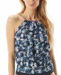 Michael Kors NEW NAVY Blouson High-Neck Tankini Swim Top, US Small