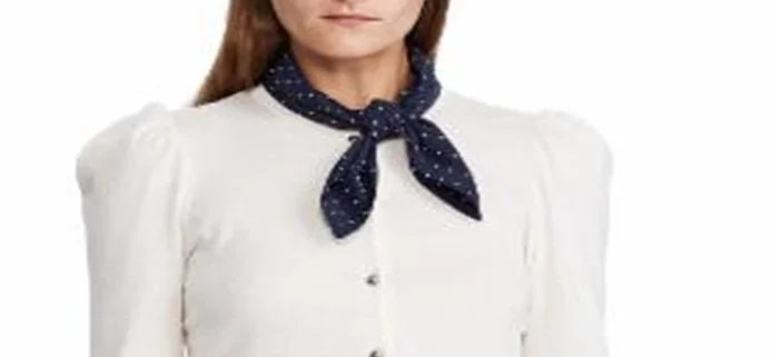 Ralph Lauren Female Neck Scarf Cotton Sweater White Size Petite L
