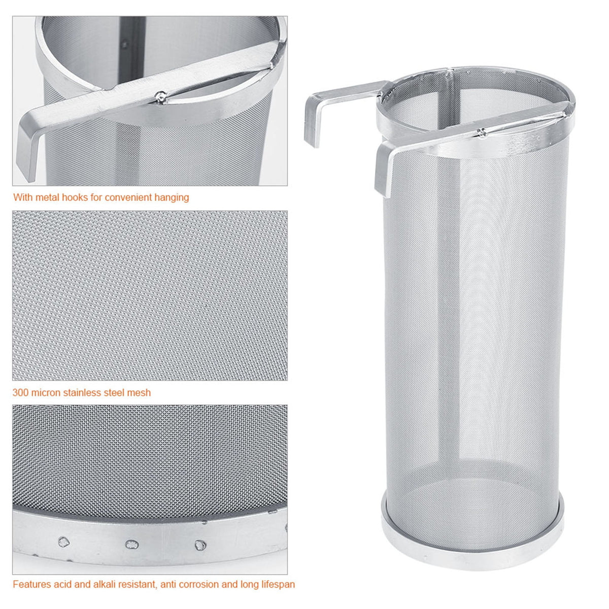 Regun Brew Filter,300 Micron Rust-resistant Metal Homemade Brew Beer Hop Mesh Filter Strainer (Size : 10 25.5cm)