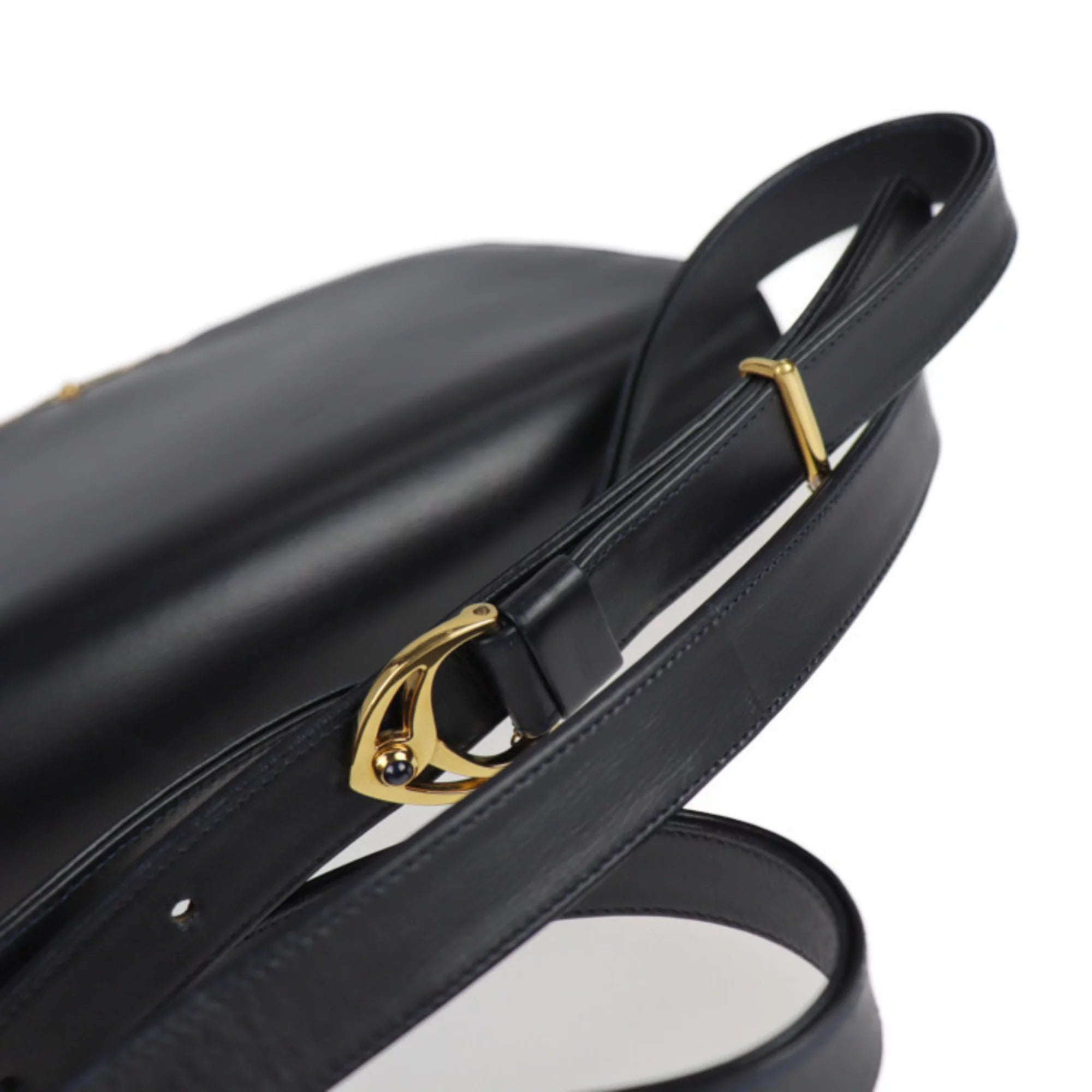 Secondhand CARTIER Cartier sapphire line shoulder bag calf leather dark navy 2WAY clutch (Good)