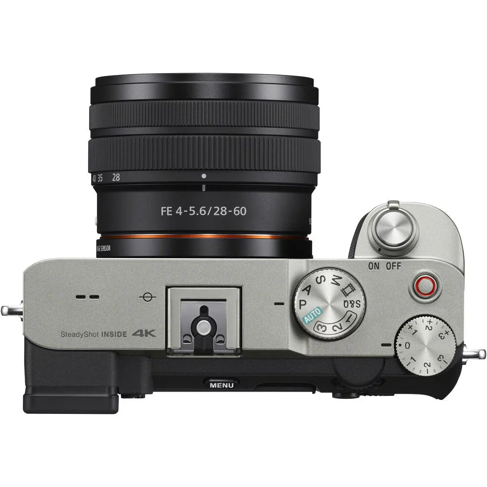 Sony a7C Mirrorless Camera (Silver) with 28-60mm Lens+24mm f/2.8 G Lens +Flash +64GB-  Kit