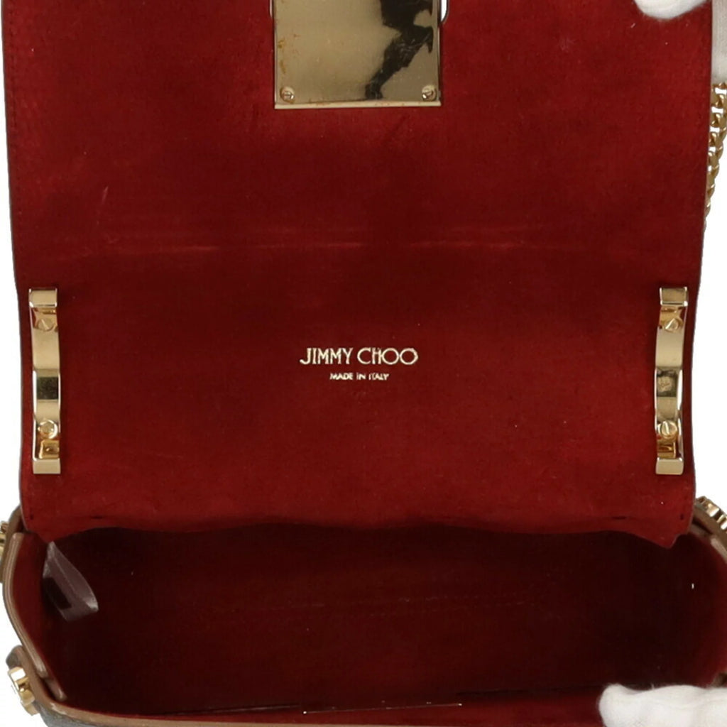 Used Jimmy Choo Chain Shoulder Bag Leather Gold Female (Fair)