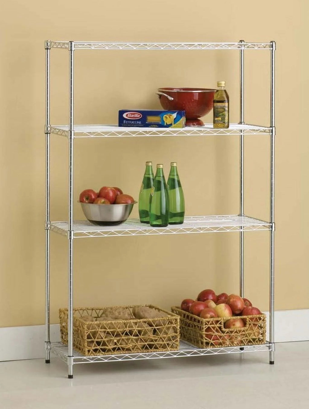 HSS 4 Tier Metal Wire Shelf Unit 14"Dx36"Wx54"H Chrome, Capacity 1000 lbs