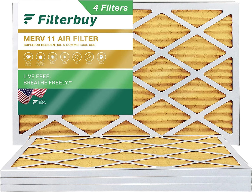 Filterbuy 20x30x1 MERV 11 Pleated HVAC AC Furnace Air Filters (4-Pack)