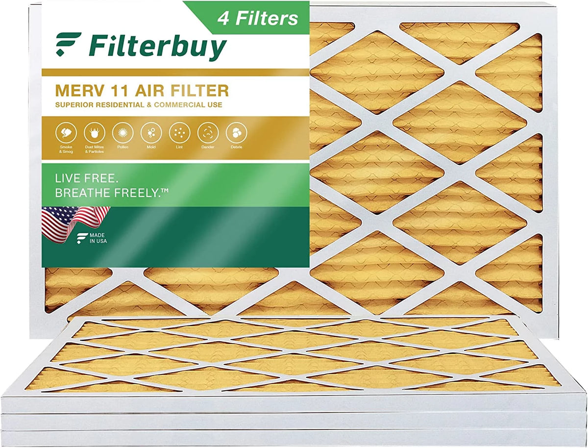 Filterbuy 20x30x1 MERV 11 Pleated HVAC AC Furnace Air Filters (4-Pack)