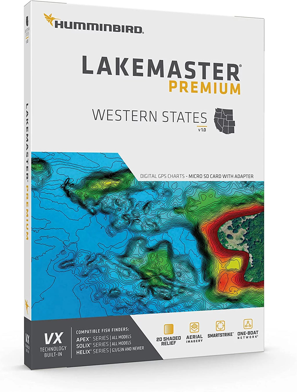 Humminbird LakeMaster Premium Western State V1 One Boat Ntwrk VX Technology