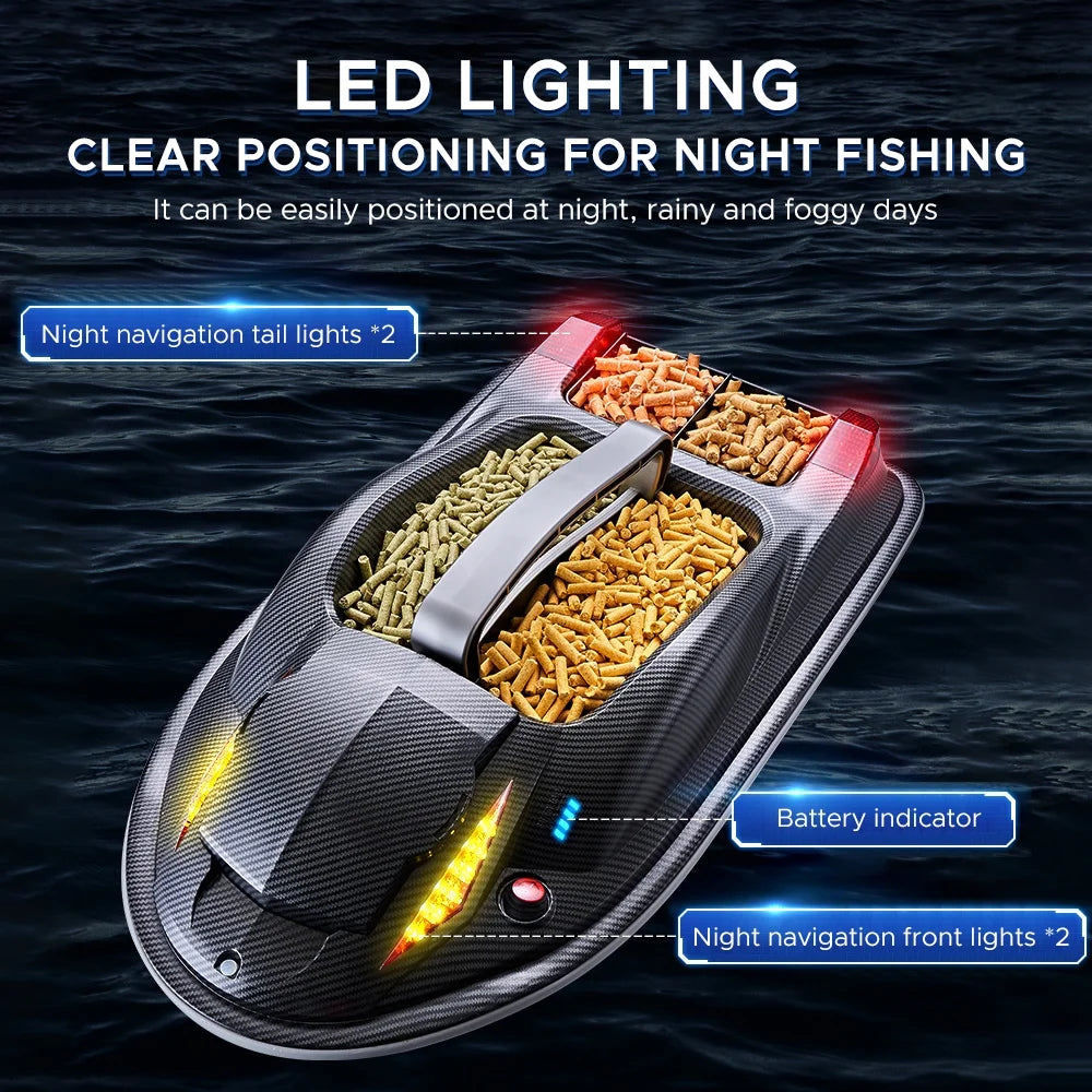 walmeck Large 3 Hopper High Speed Fishing Boat 500M 7KG Load Voice Broadcast Smart Route Correction Remote Control Bait Boat