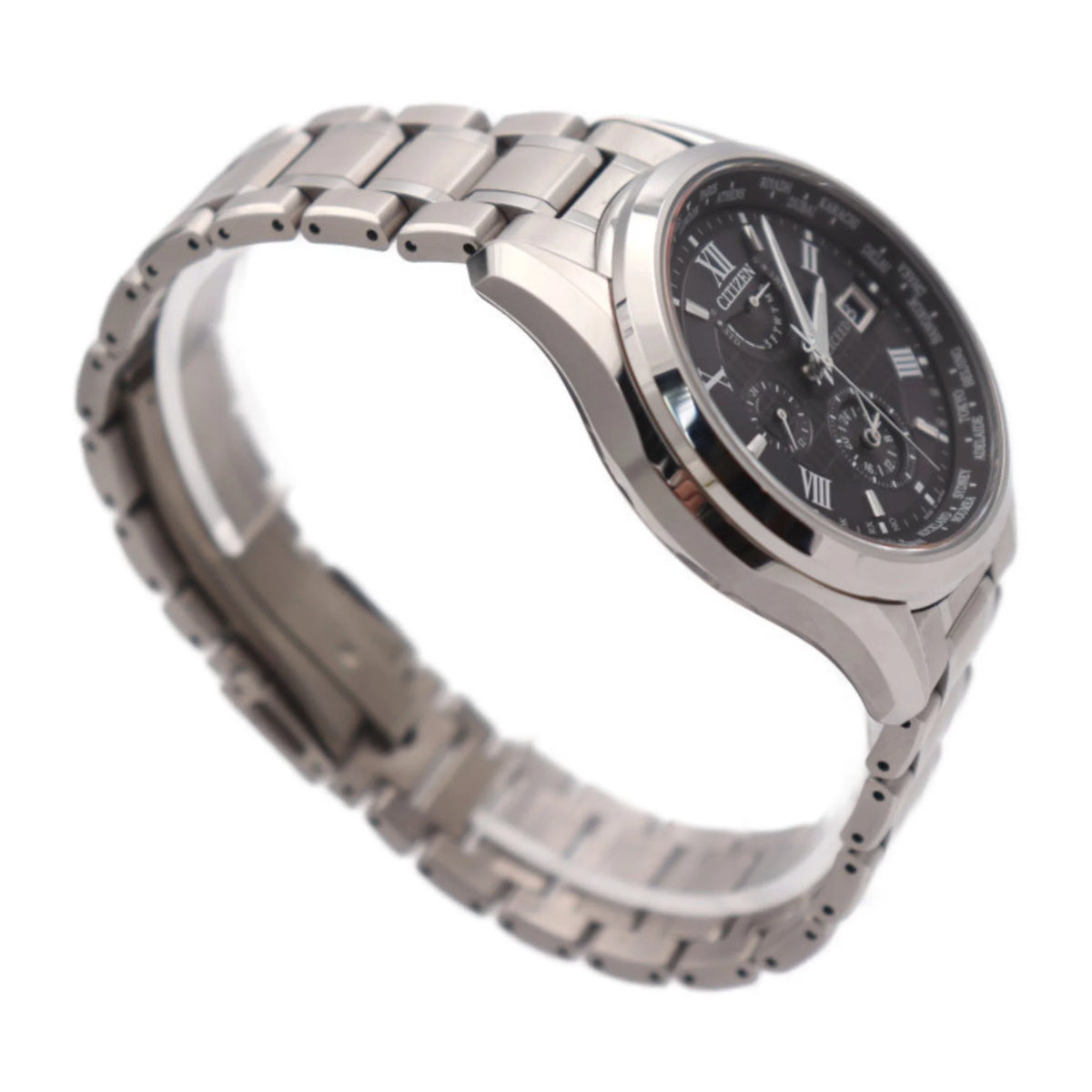 Secondhand CITIZEN Citizen EXCEED Exceed Watch H820-T023916 Titanium Silver Black Dial Eco Drive Solar Radio (Good)