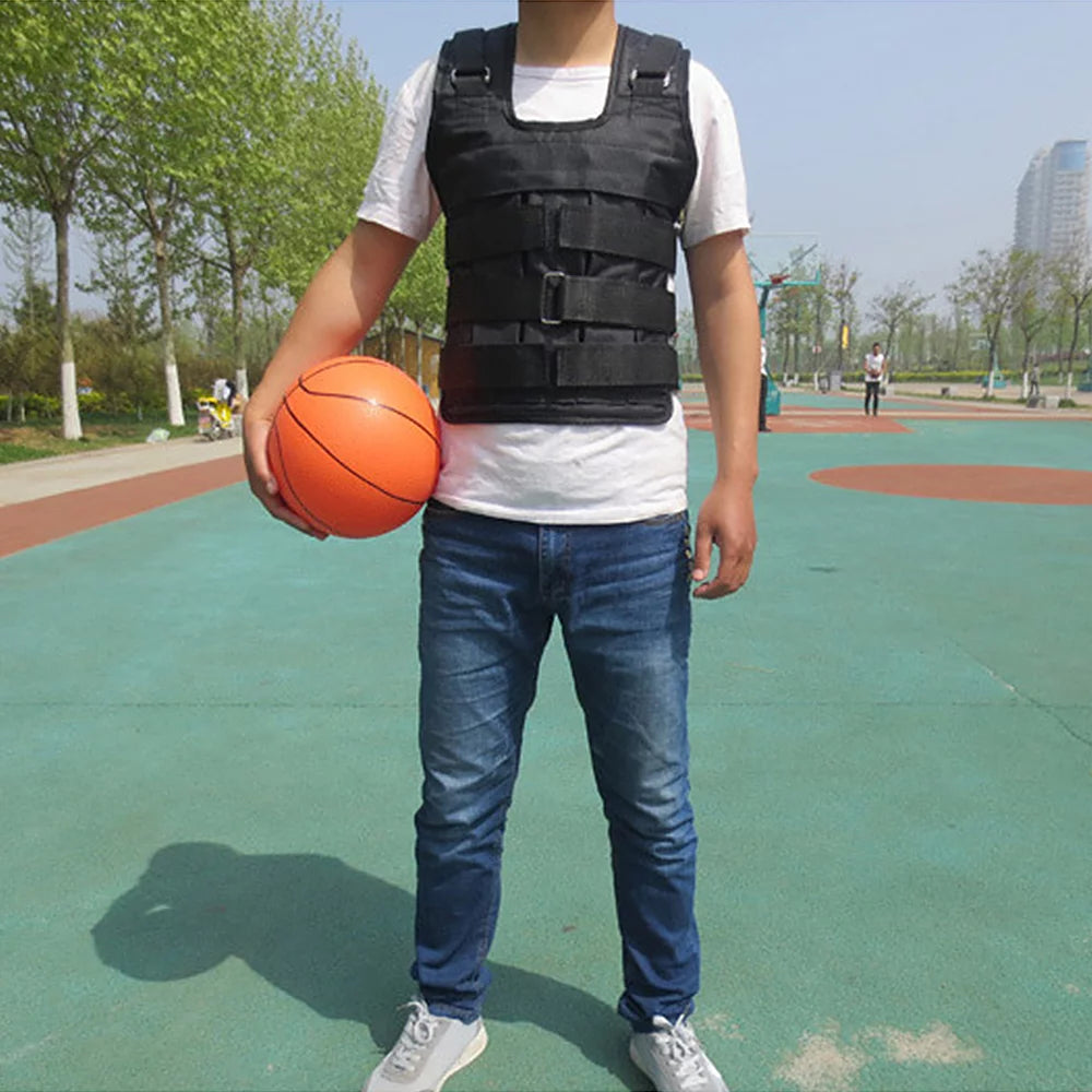 Lixada Adjustable Weighted Vest 50kg Max Load Oxford Cloth Jacket for Strength Training Exercise Empty