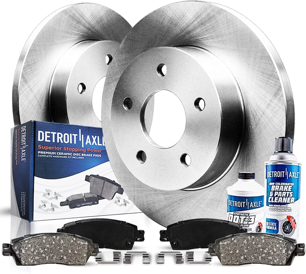 Detroit Axle - Rear Brake Kit for Dodge Grand Caravan Journey Chrysler Town & Country VW Routan Ram C/V [w/SINGLE Piston Calipers] Disc Brake Rotors Replacement Ceramic Brakes Pads: 12" inch Rotor
