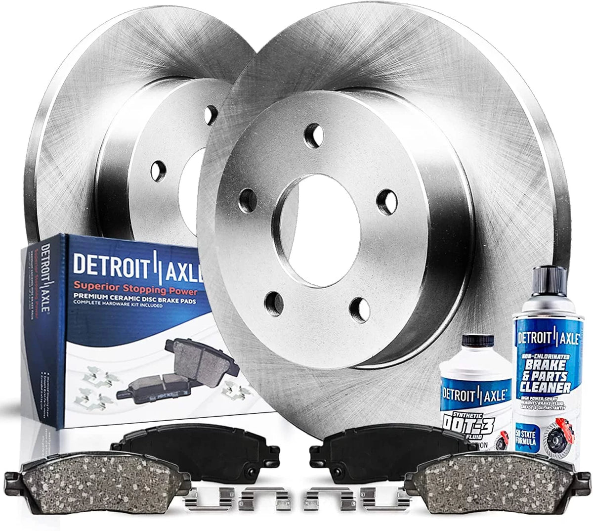 Detroit Axle - Rear Brake Kit for Dodge Grand Caravan Journey Chrysler Town & Country VW Routan Ram C/V [w/SINGLE Piston Calipers] Disc Brake Rotors Replacement Ceramic Brakes Pads: 12" inch Rotor