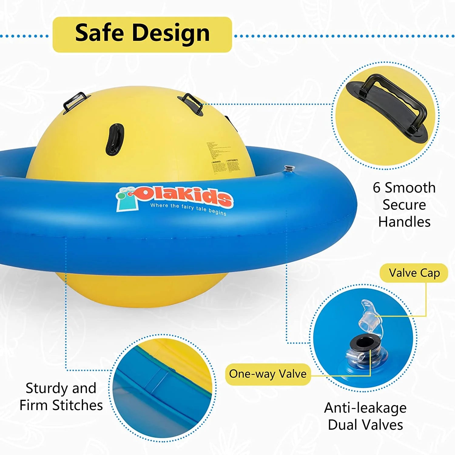 OLAKIDS 8FT Inflatable Dome Rocker Bouncer, Outdoor Kids Giant Roll and Play Seesaw Rocker with 6 Secure Handles, Max Weight 250 LBS, Toddlers Climbing Game Toy Backyard Play Center Equipment