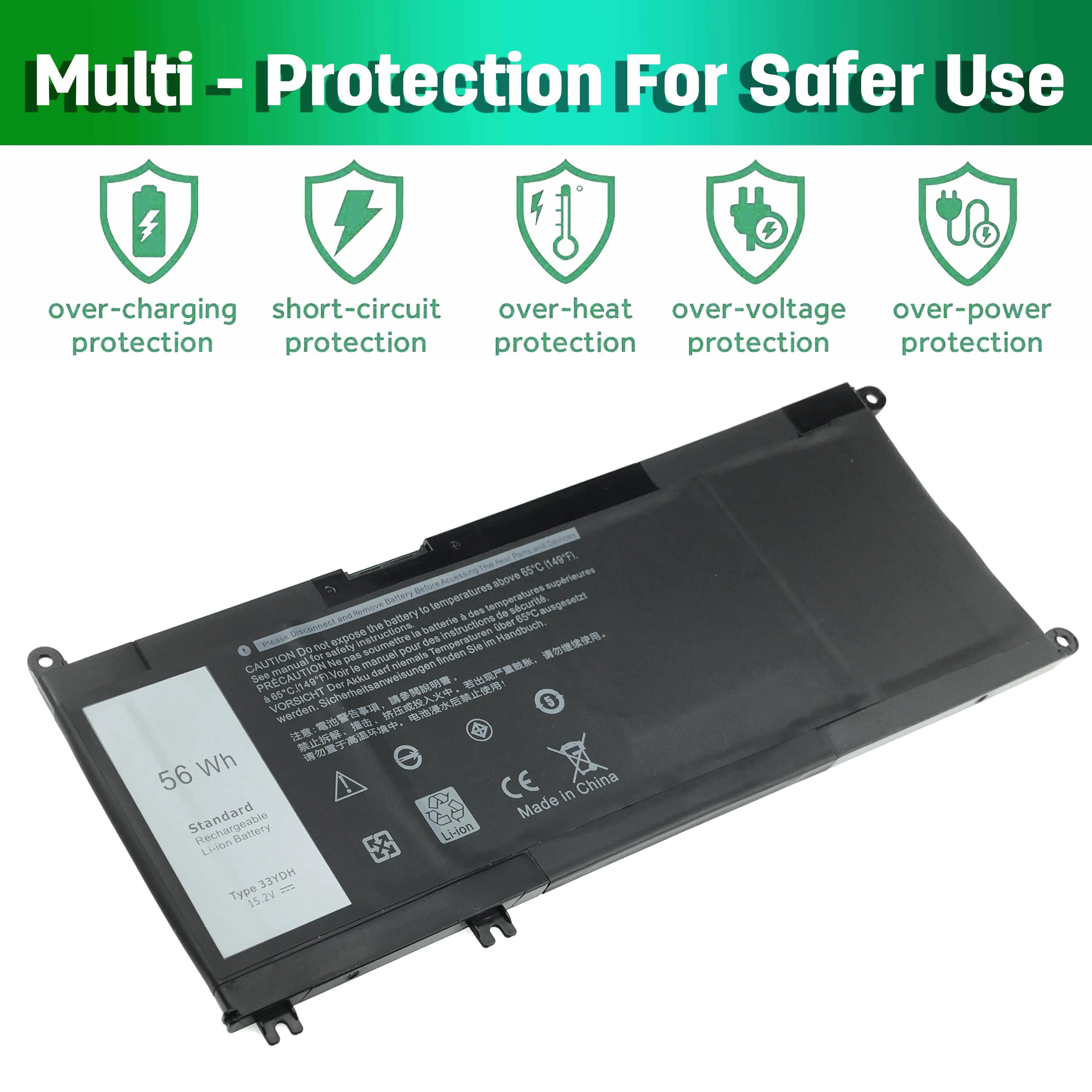Laptop Battery For DELL INSPIRON 17 7773 7577 7778 56WH J9NH2 33YDH