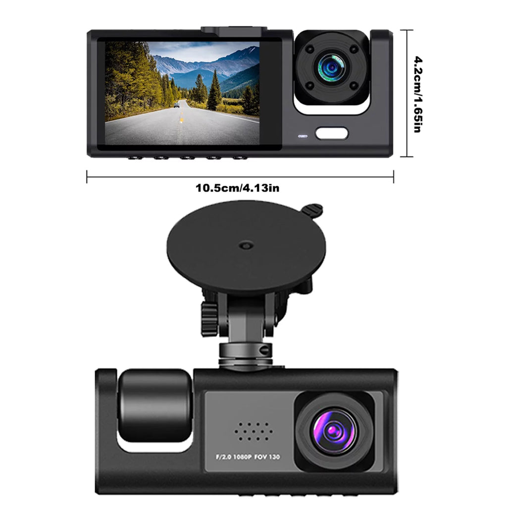 Nebublu Dash Camera with 3 Cameras, Car Video Recording Camcorder, Auto Safety Driving Recorder
