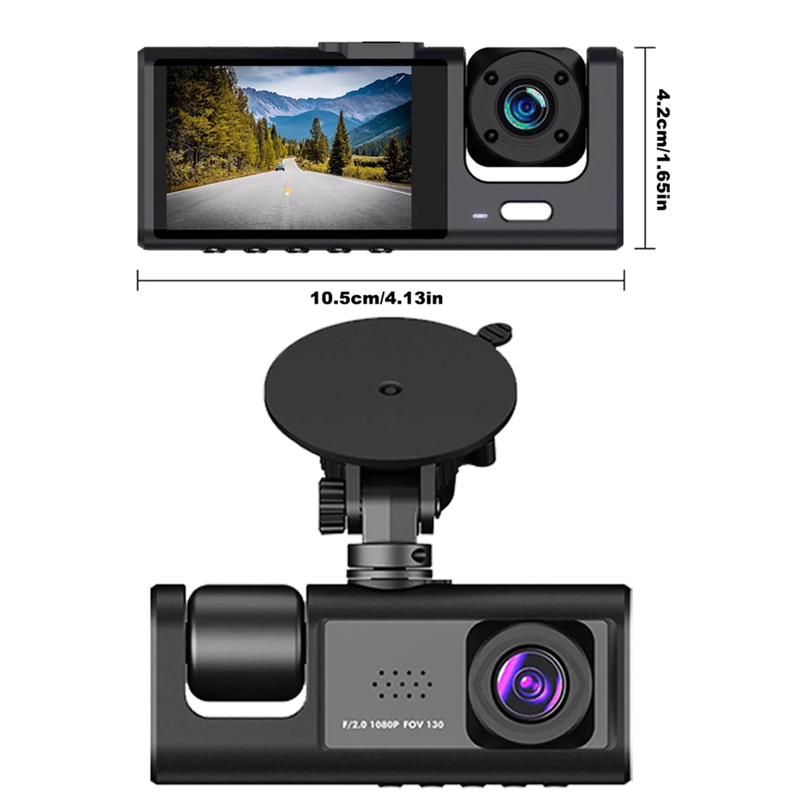 Nebublu Dash Camera with 3 Cameras, Car Video Recording Camcorder, Auto Safety Driving Recorder