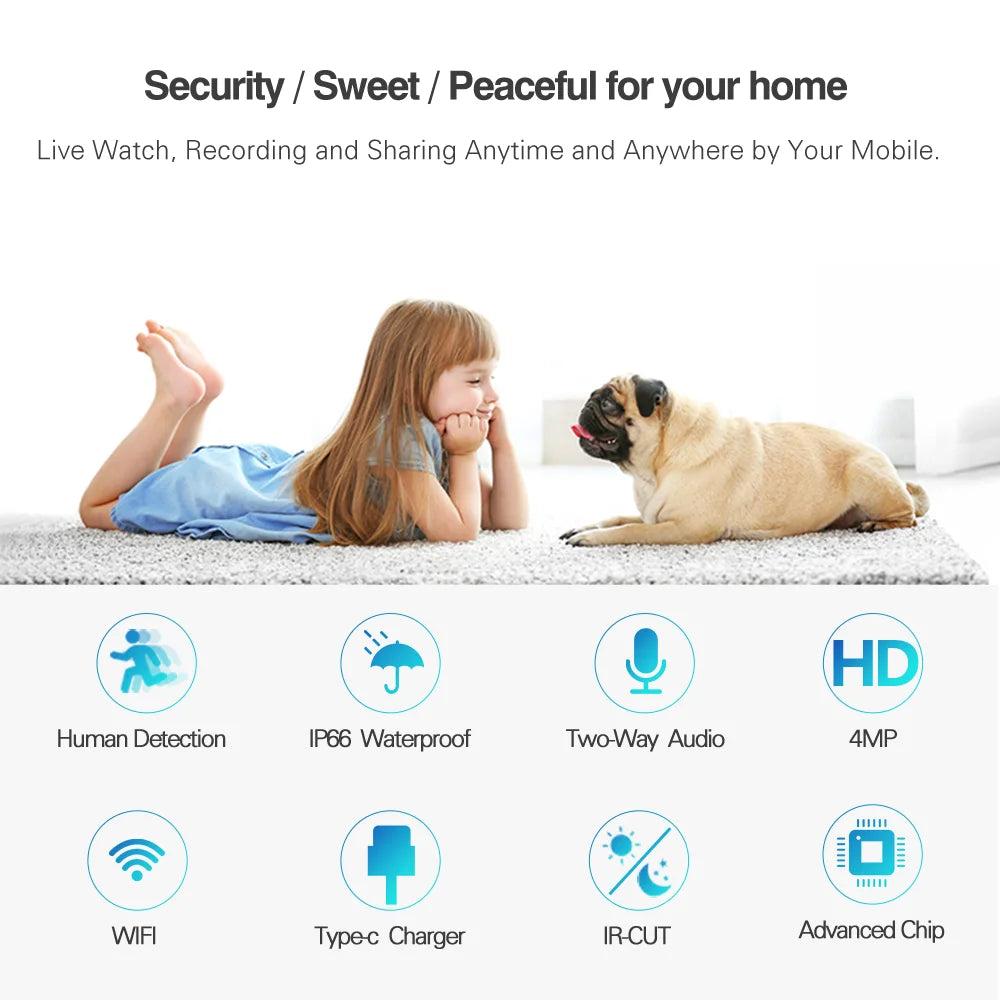 VIKVIZ CCTV System 2Pcs 4MP Rechargeable Battery WiFi PTZ IP Camera Kit with Solar Panels,4CH Base Station,Wireless Technology,Night Vision,Motion Detection