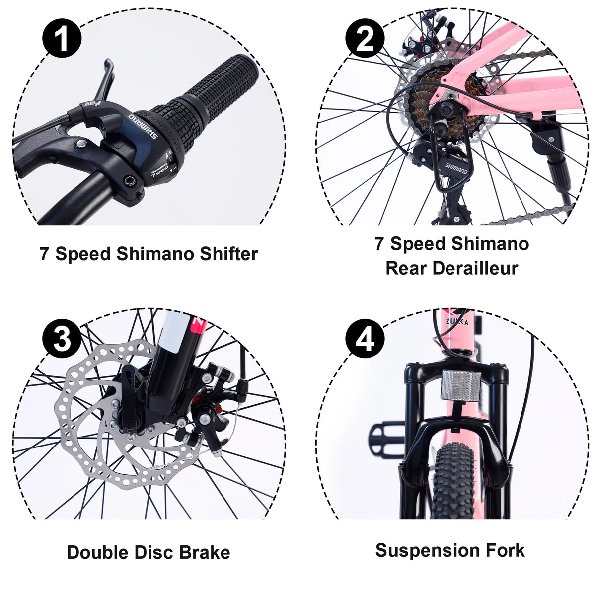 GUTALOR 24-Inch Mountain Bike for Boys and Girls - 7-Speed, Ideal for Young Riders