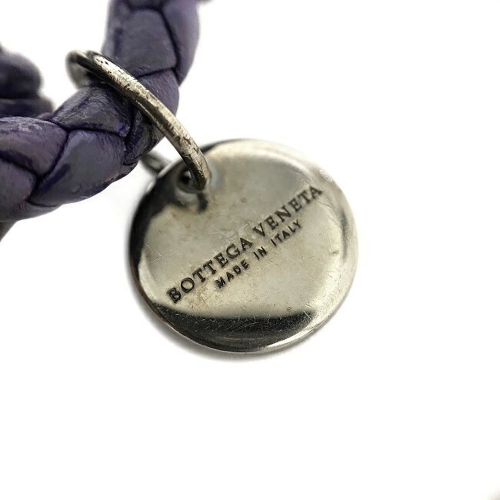 Used Bottega Veneta Ec-14203 Leather Charm Bracelet Purple,Silver (Fair)