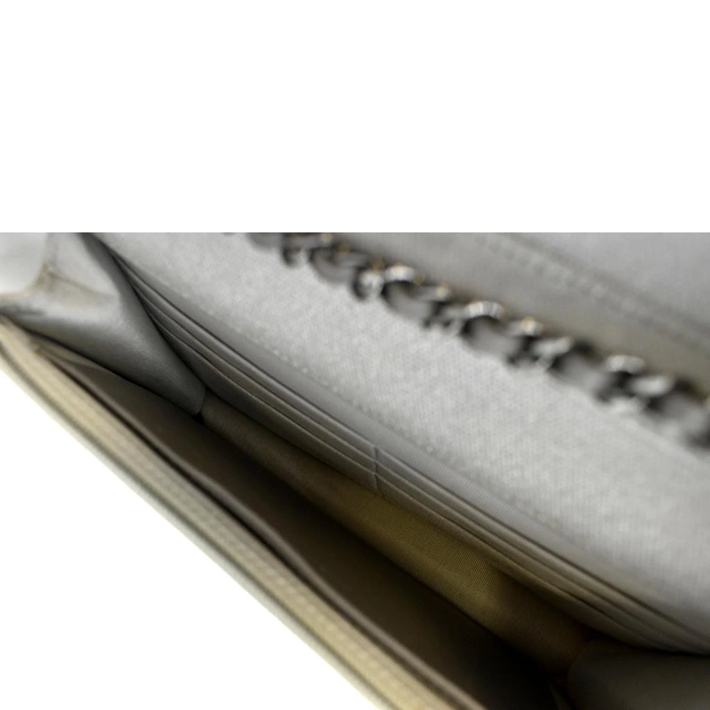 Previously Owned CHANEL Classic 2.55 Reissue Space Charm Quilted Canvas WOC Crossbody Bag Light Grey
