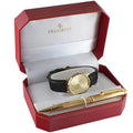 Men's Black Leather Watch Gift Set with Gold -tone Pen