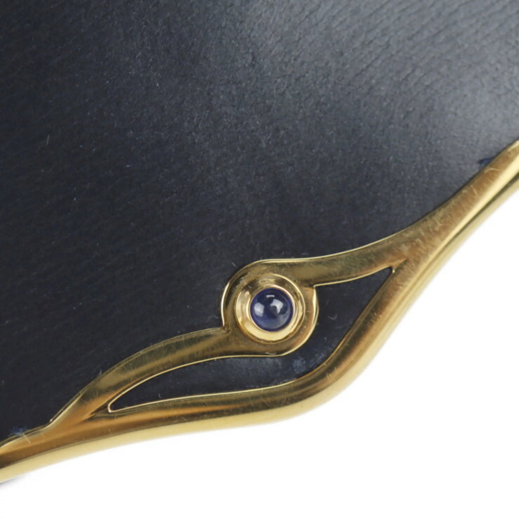 Secondhand CARTIER Cartier sapphire line shoulder bag calf leather dark navy 2WAY clutch (Good)