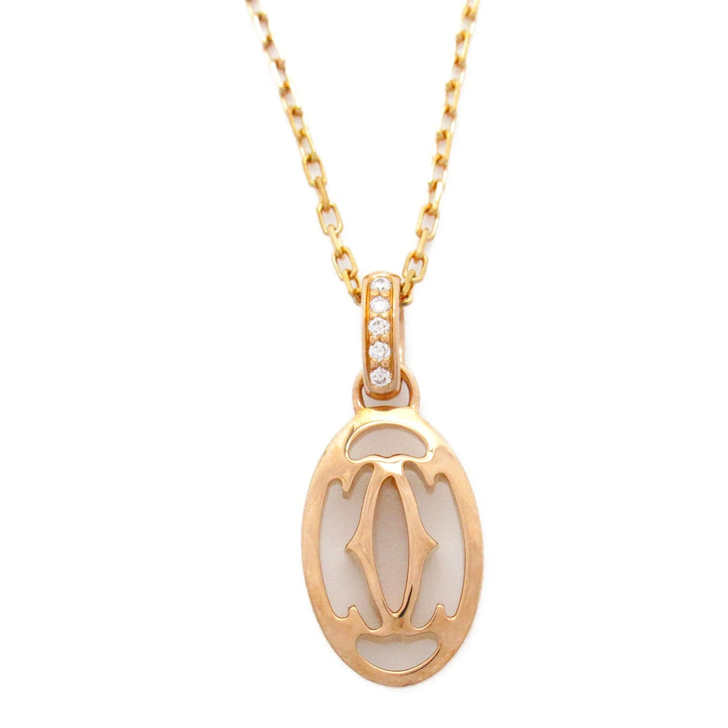 Secondhand CARTIER Logo double diamond Necklace Necklace Clear  K18PG(Rose Gold) Clear (Good)