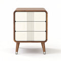 Mueble de almacenamiento moderno con acabado en madera y puertas blancas