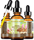 Botanical Beauty Organic Sweet Almond Oil 100% Pure/Virgin/Unrefined Cold Pressed Carrier Oil. 2 Oz-60 Ml. For Face, Hair And Body.