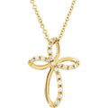 14K Yellow 1/10 CTW Natural Diamond Cross 18" Necklace 651692:100:P