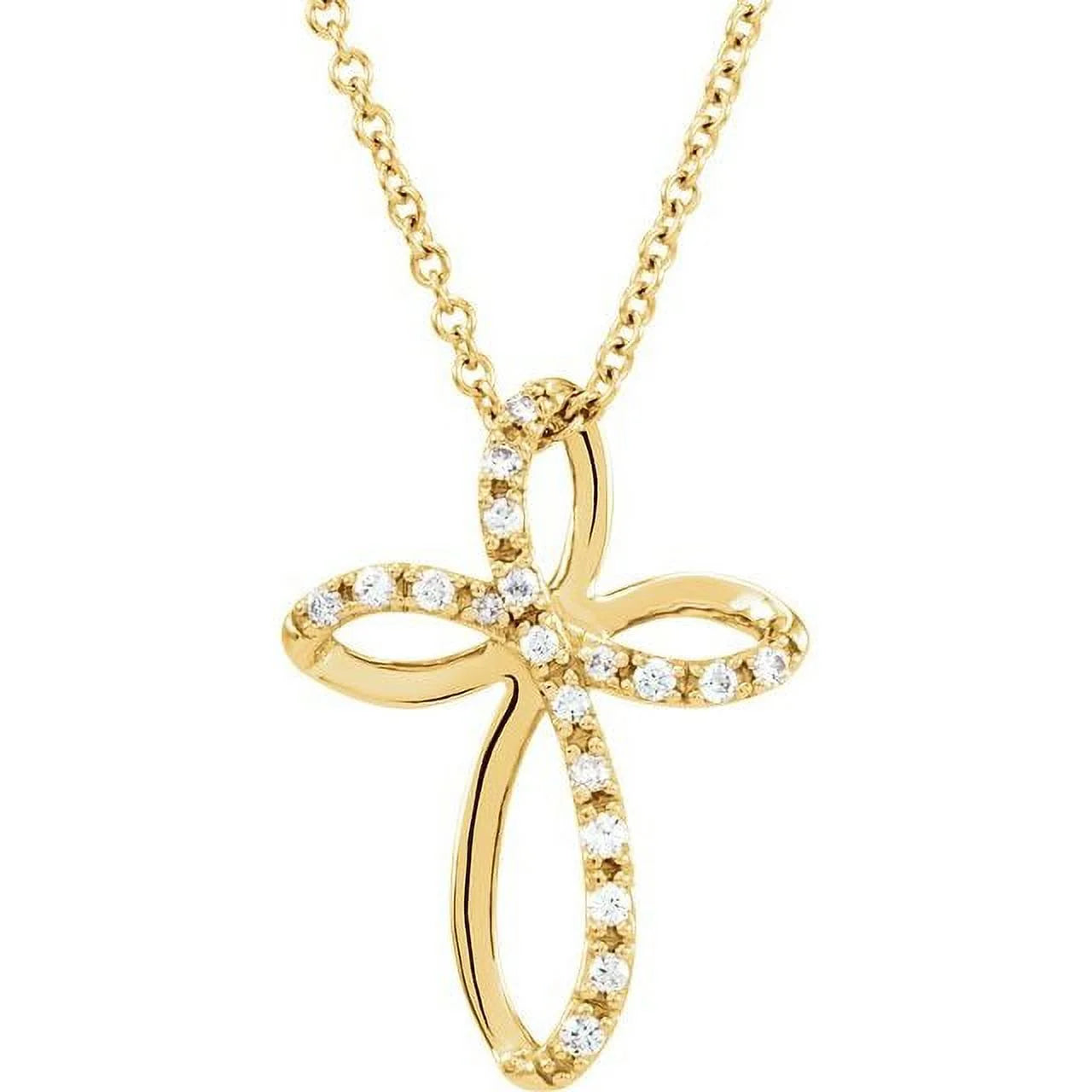 14K Yellow 1/10 CTW Natural Diamond Cross 18" Necklace 651692:100:P