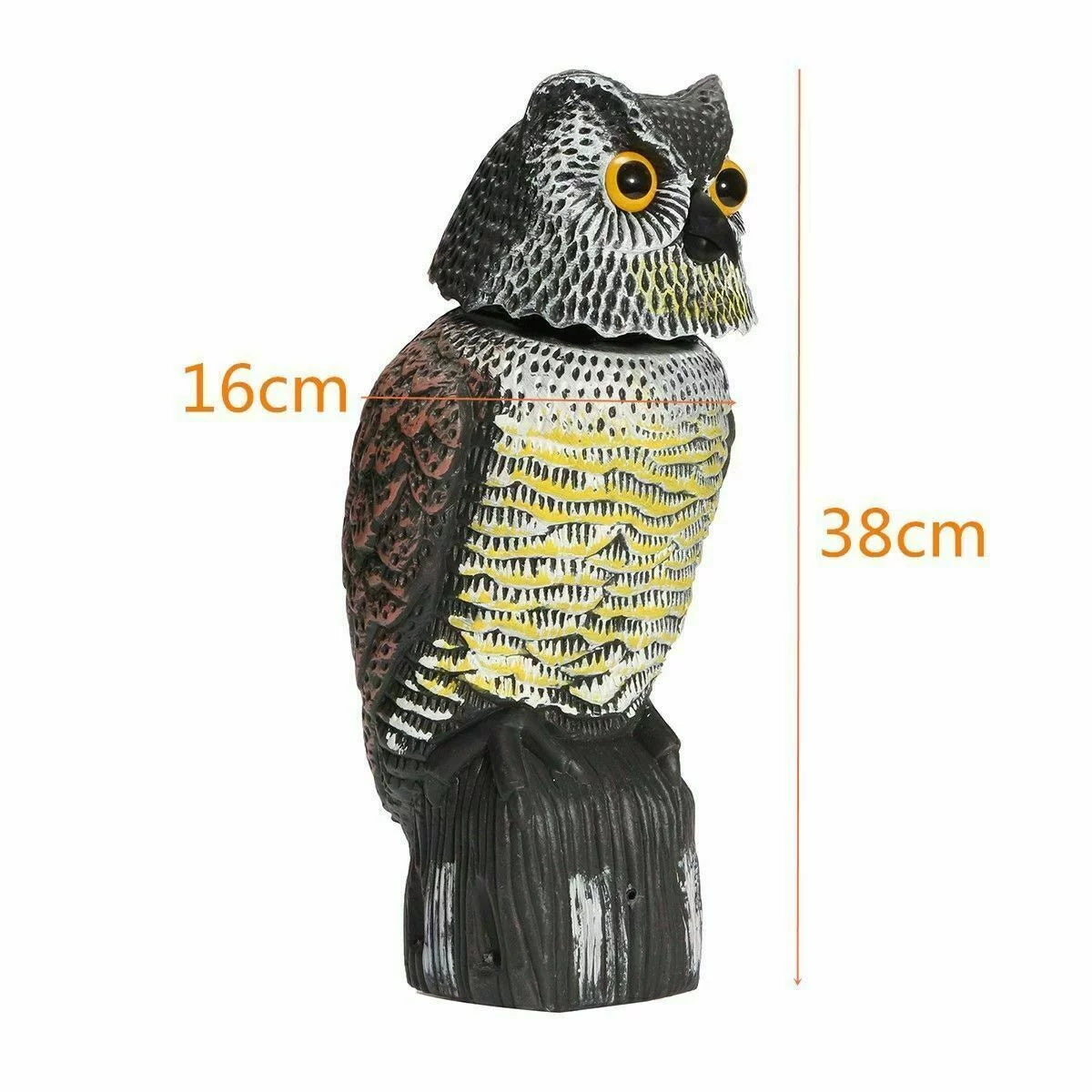 Owl Decoy 360 Rotate Head to Scare Birds, Scarecrow Owl Decoy Statue Realistic Scary Sounds & Shadow Fake Owl Outdoor Pest Bird Deterrent for Patio Yard Garden Protector