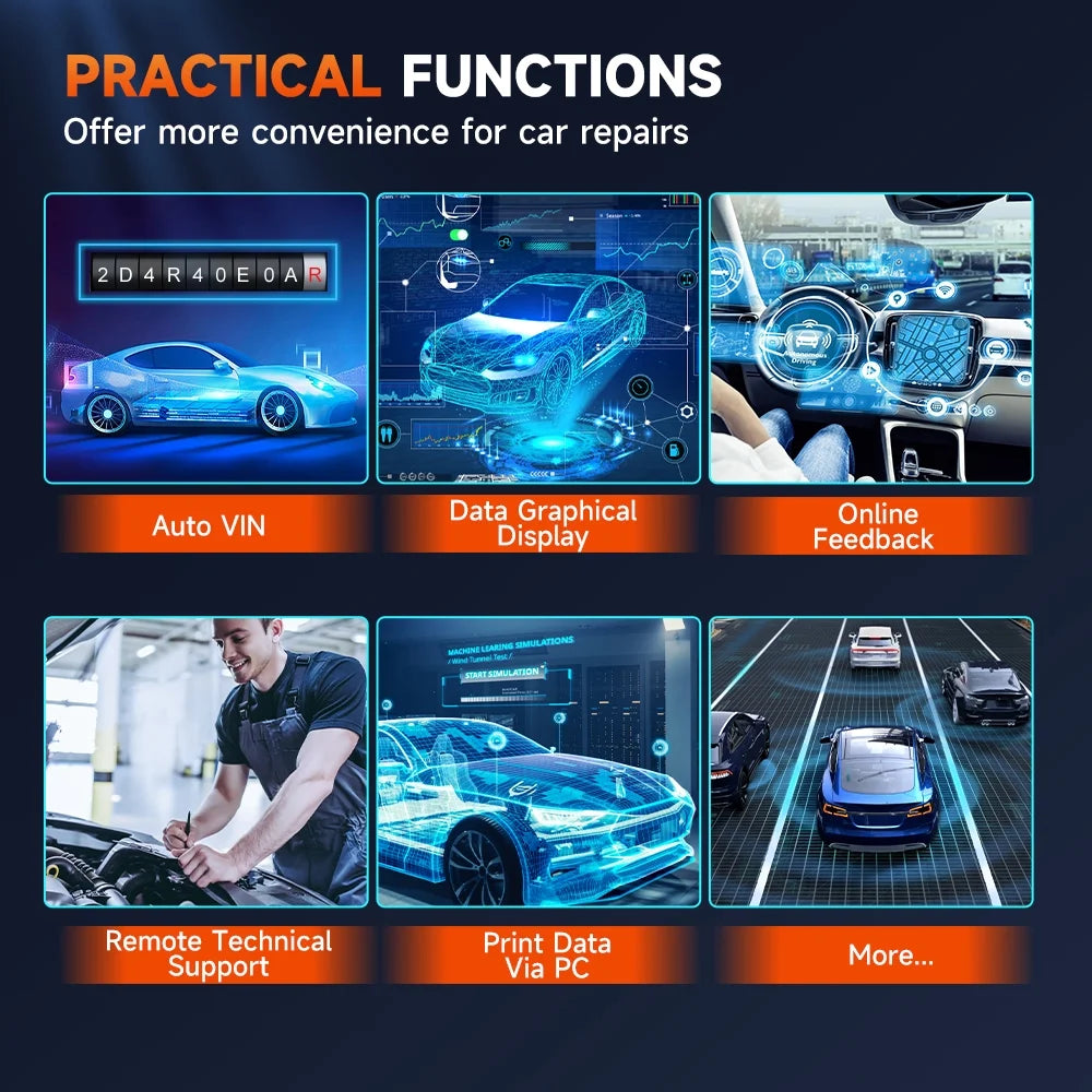 Foxwell GT60 Wireless Bluetooth Automotive Bi-directional Diagnostic Scanner 24+ Maintenance Services Full System OBD2 Scanner Code Reader for 12V Cars, EOBD OBD Scan Tool Vehicle Analyzer with Bag