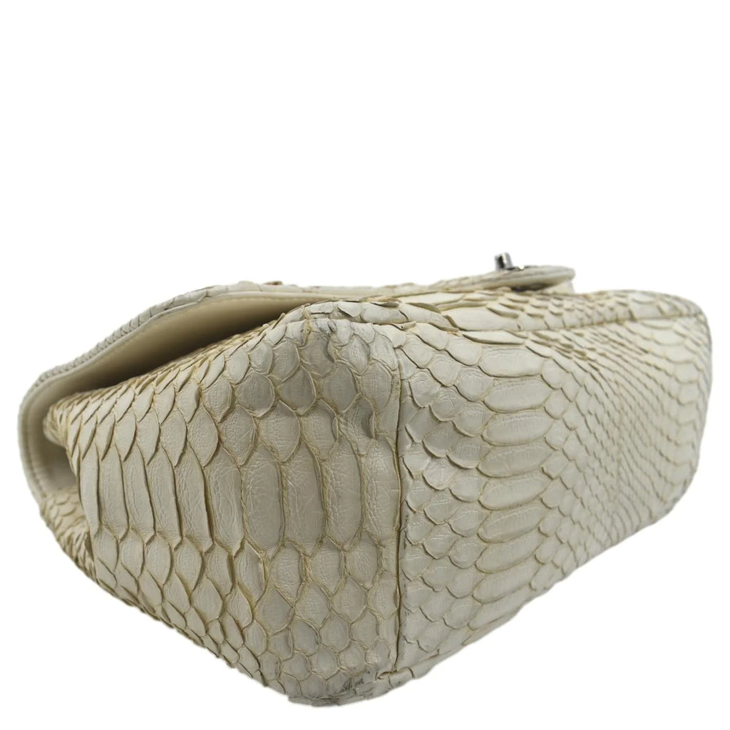Used CHANEL Flap Python Leather Crossbody Bag Ivory