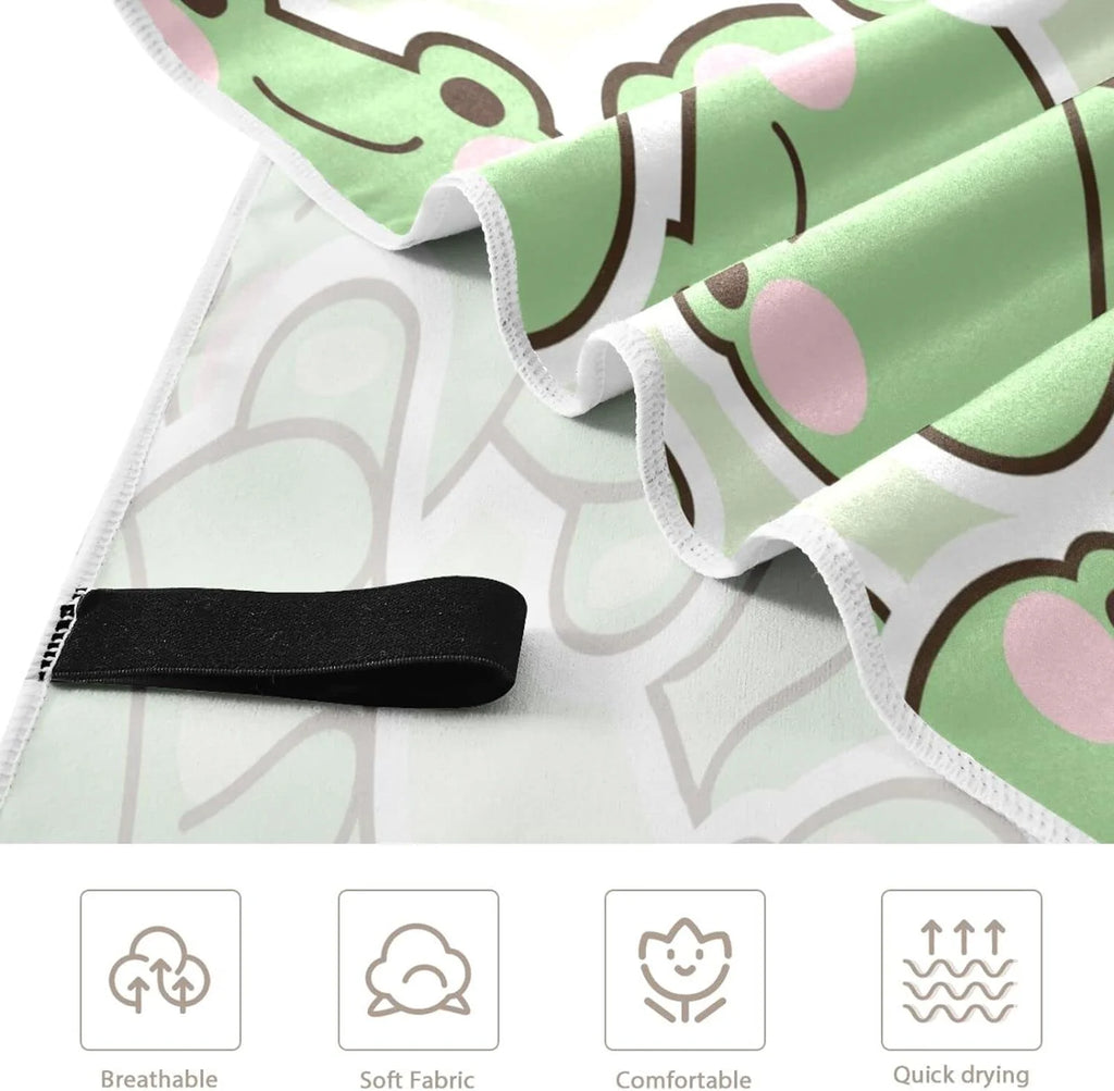 Bestwell Cute Frog Beach Towel - Lightweight Compact Oversized Travel Towels - Super Absorbent Quick Dry Towel for Swimming Camping Holiday（210）