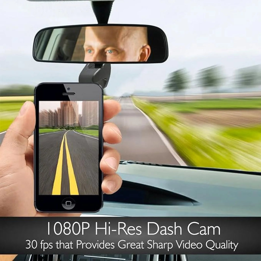 Open Box Pyle Wifi HD Car Dash Camera - Upgraded 1080p Dashboard Video Cam - RED/BLACK