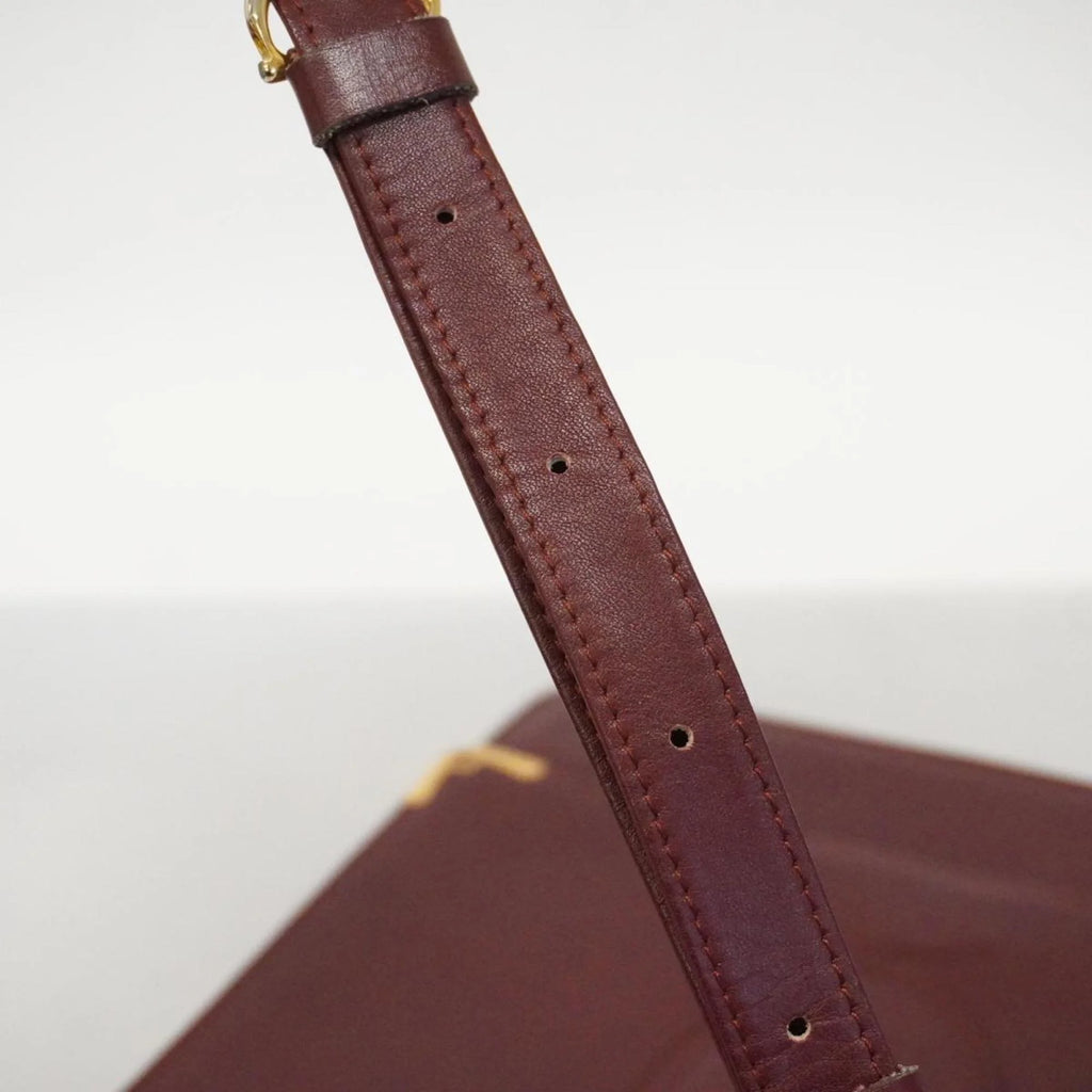Previously Owned Cartier Shoulder Bag Must Leather Bordeaux For Her (Good)