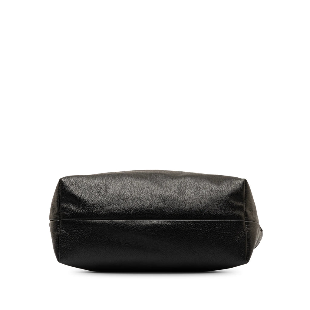 Secondhand Authenticated Gucci Bamboo Tassel Tote Calf Leather Black Tote Bag Unisex (Good)